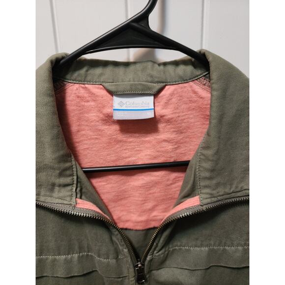 Columbia Women's M Green Cotton Utility Vest Zip Front Pockets Adjustable - Picture 2 of 9